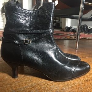 Luxury black leather ankle boots brogues Sz 8